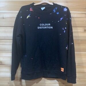 Zara Colour Distortion Black Sweatshirt Paint Splatter Graphic‎ Pullover Large